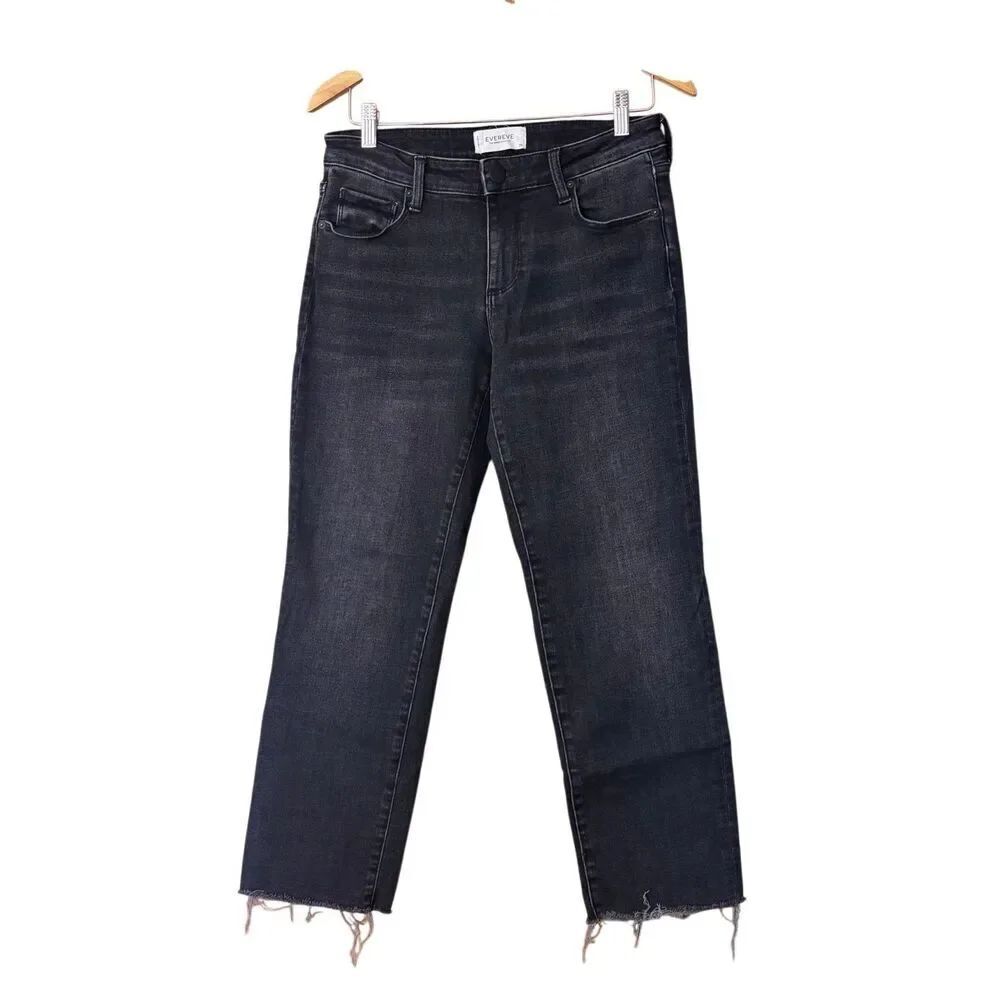 Evereve The Ever Straight high rise jeans black wash size 28